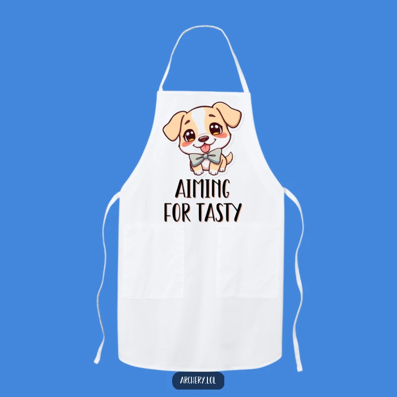 Funny Dog Archer Apron: Cheerful Chef Pup Tongue Out, Perfect Kitchen Gift