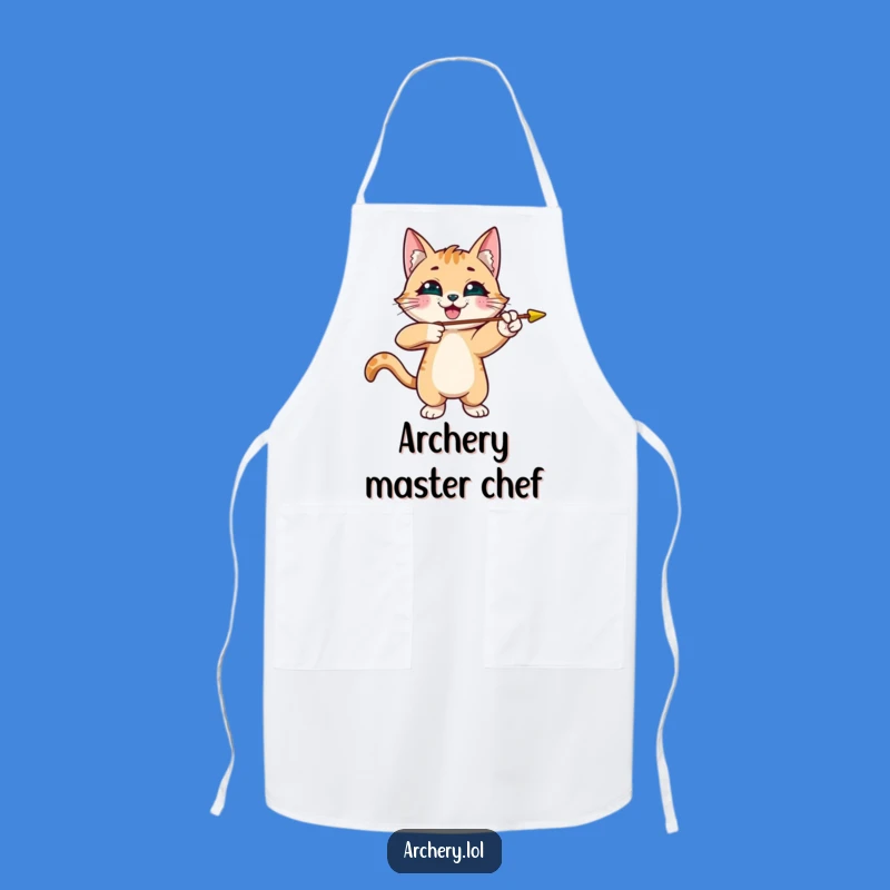 Funny Cat Archer Apron: Playful Kitty Chef Design, Humorous Kitchen Essential, Awesome Funny Gift