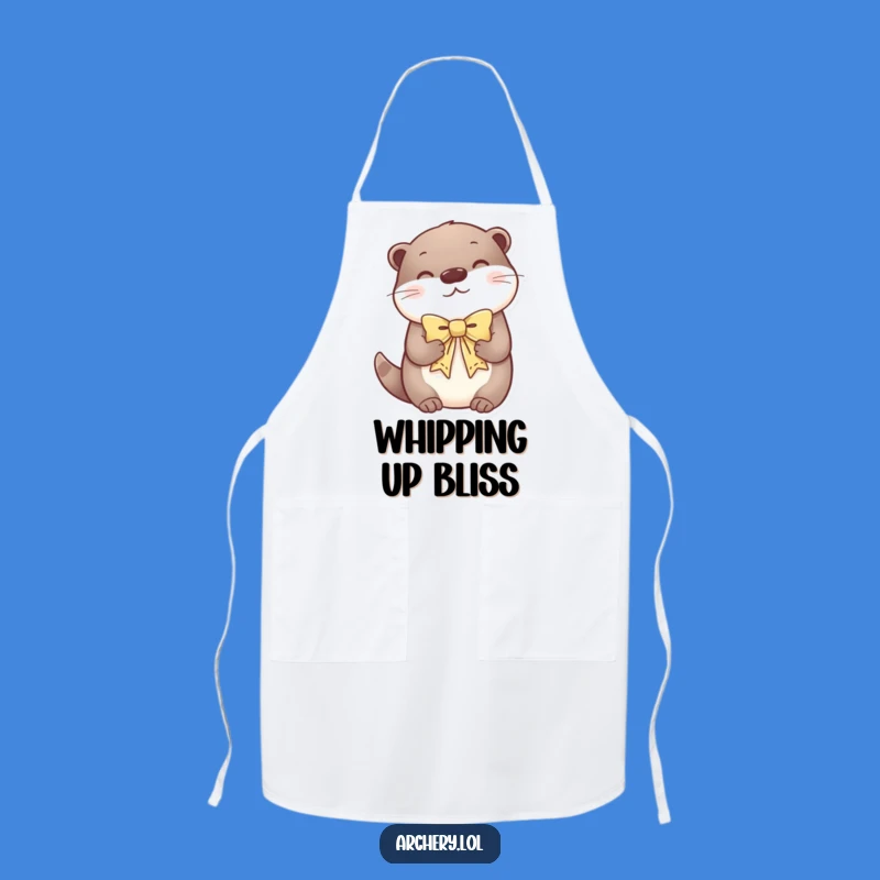 Funny Otter Apron: Serene Chef's Decorative Bow Companion