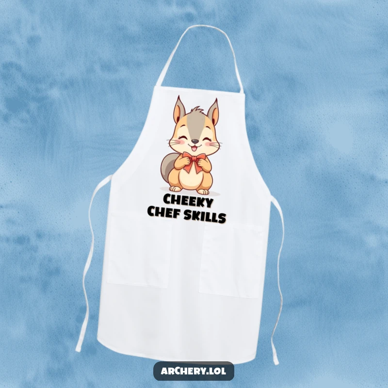 Funny Squirrel Archer Apron: A playful squirrel grins with its bow drawn, ready to protect the wearer during cooking.