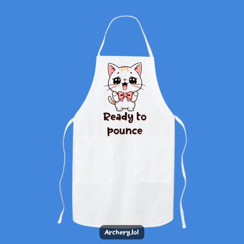 Funny Apron: Determined Cat Chef with Bow - Kitchen Humor Gift