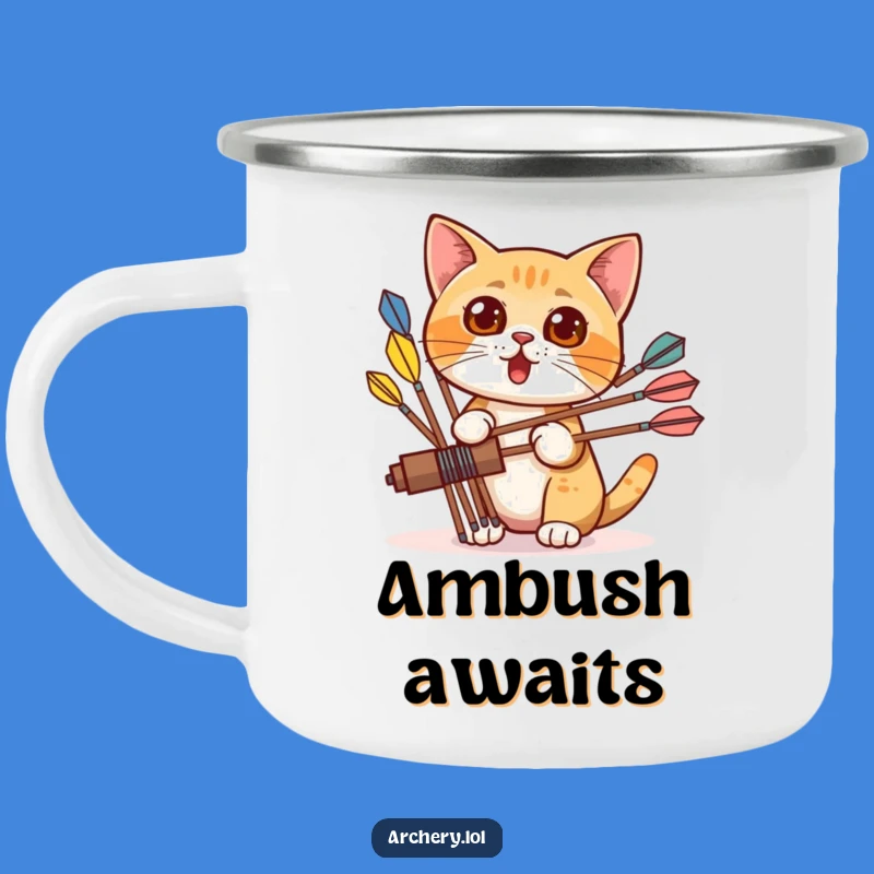 Funny Cat Archer Camping Mug: Adventure with a Peek - A Hilarious Funny Gift
