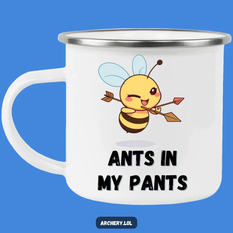 Funny Bee Archer Camping Mug: Durable Enamel Bee Mug for Outdoor Adventures, Perfect Funny Gift