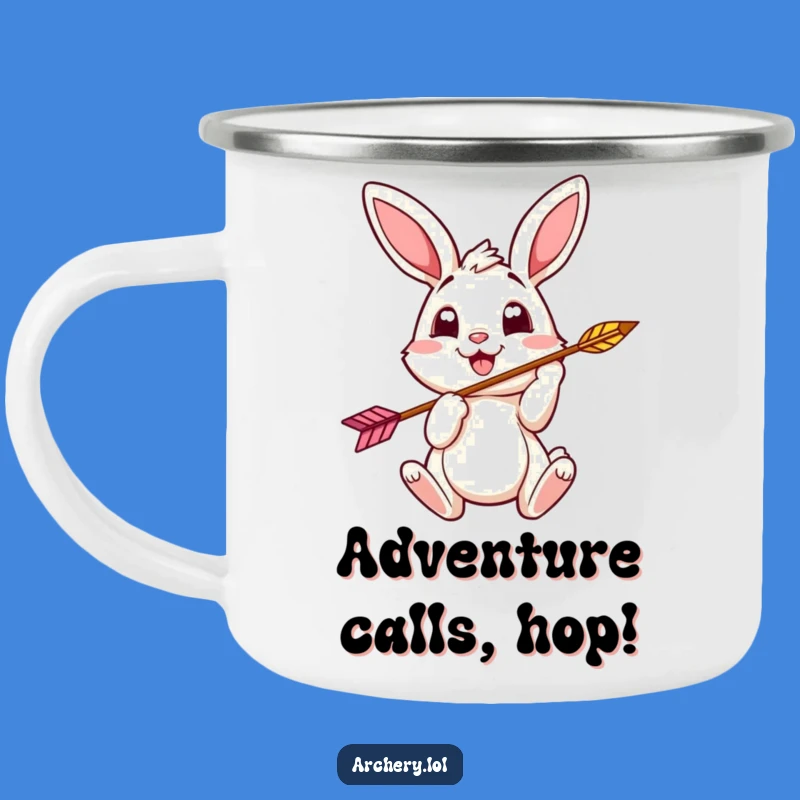 Funny Bunny Archer Camping Mug: Cheerful Adventures, Perfect Outdoor Funny Gift