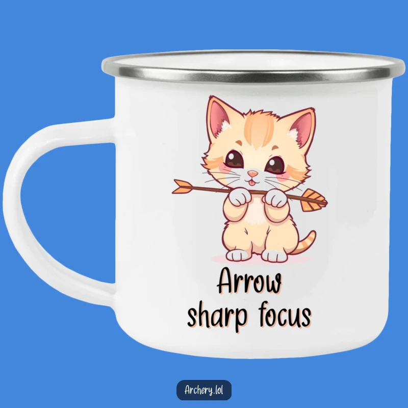 Funny Kitten Archer Camping Mug: Feline Fun Outdoors, Rugged Gift