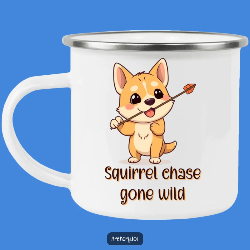 Funny Dog Archer Camping Mug: Sip Your Drink with Accidental Aim, Hilarious for Outdoor Fun