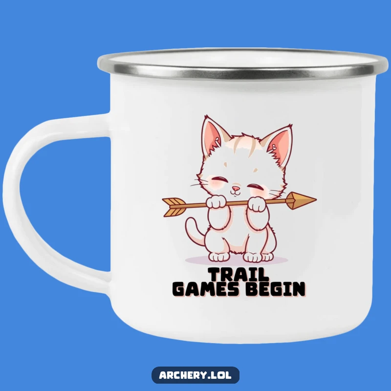 Funny Kitten Arrow Play Camping Mug Adorable Outdoor Fun Gift