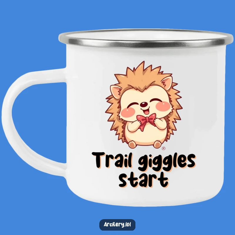 Funny Giggling Hedgehog Camping Mug - Your Cheerful Outdoor Companion