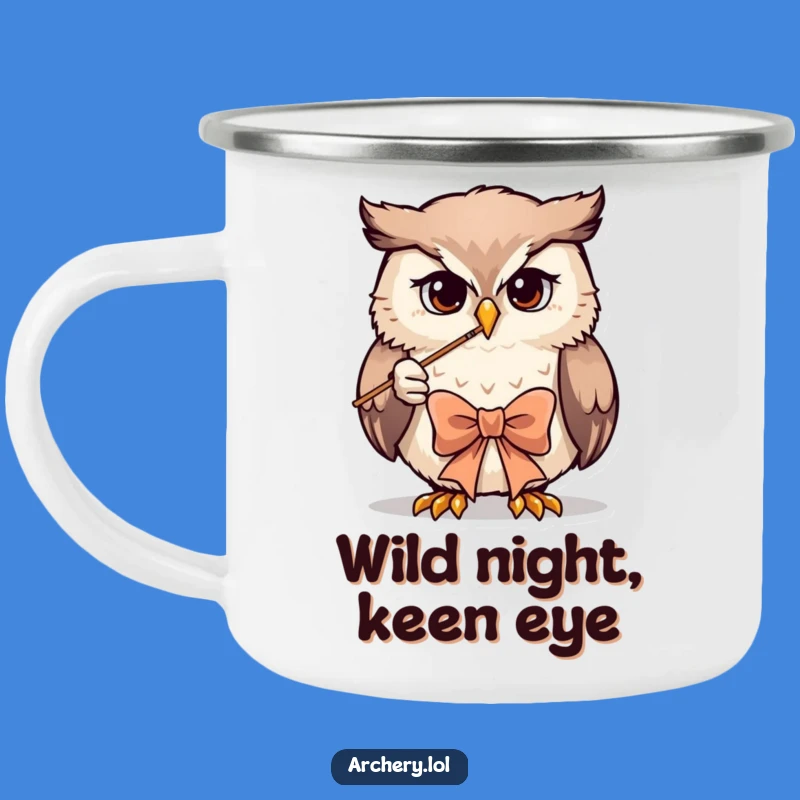 Funny Owl Archer Camping Mug: Focused Adventures, Perfect Outdoor Funny Gift