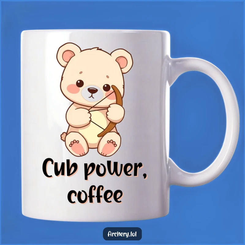 Funny Bear Cub Archer Mug: Focused Strength, Perfect Gift for Cubs
