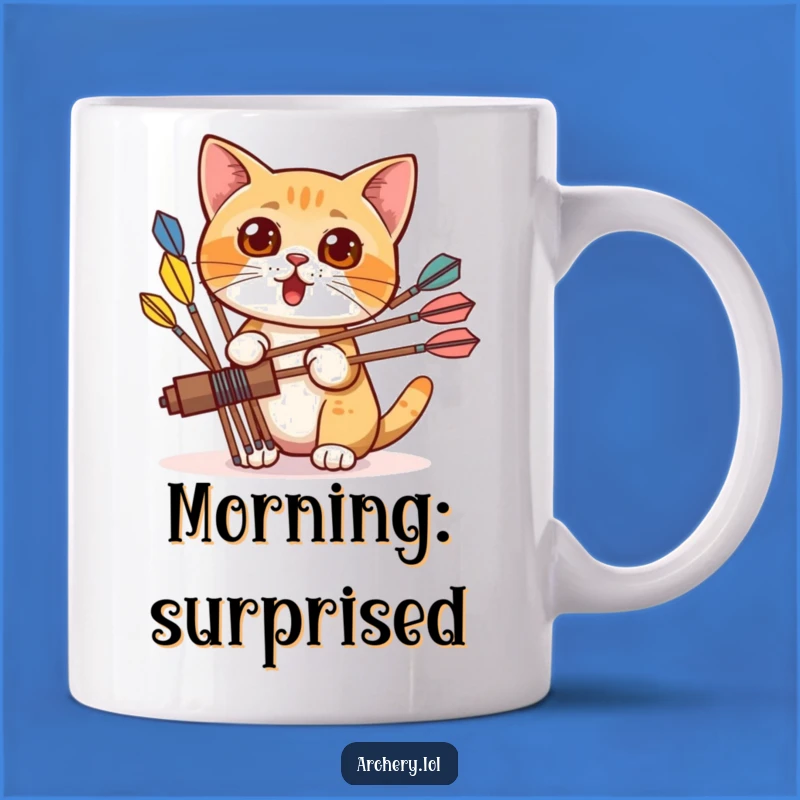 Funny Cat Archer Mug: Surprised Peek Makes a Purrfectly Funny Gift