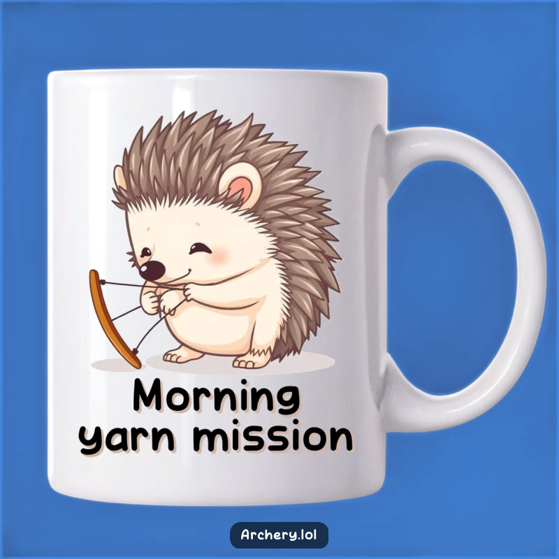 Funny Hedgehog Bow Maker Mug: A Curious Hedgehog Gifts a Tiny Bow