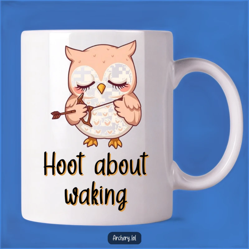 Funny Sleepy Owl Mug - Gentle Archer with Tiny Bow Gift