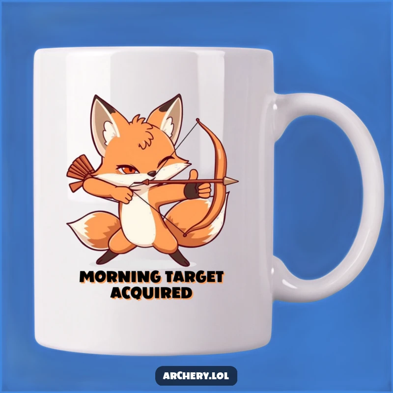 Funny Fox Archer Mug: Winking Fox Hits Target with Precision Gift