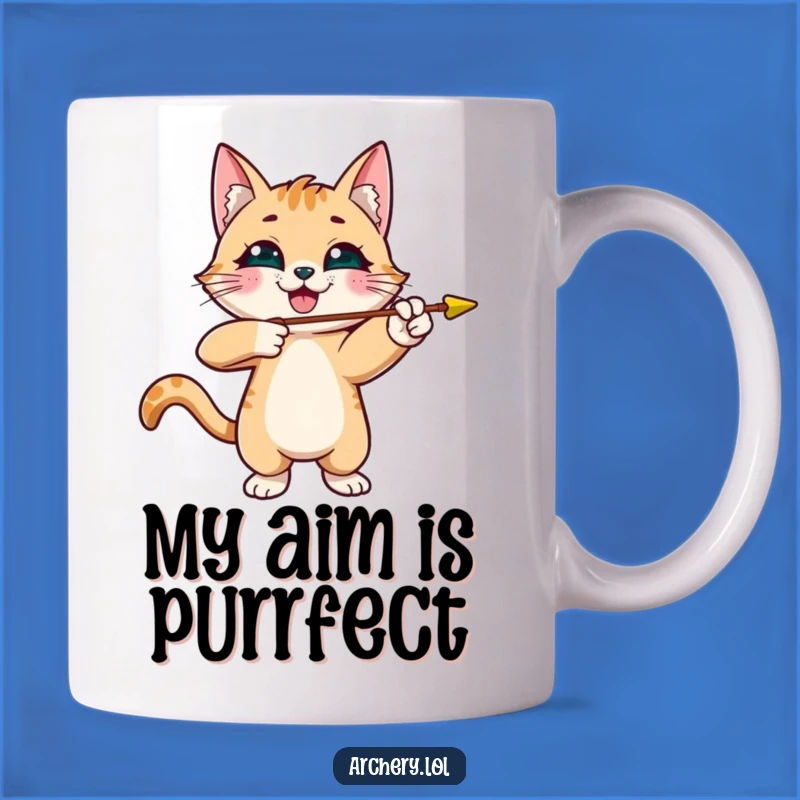 Funny Cat Archer Mug: Playful Kitty Aiming Arrows, A Hilarious Gift Idea for Cat Lovers