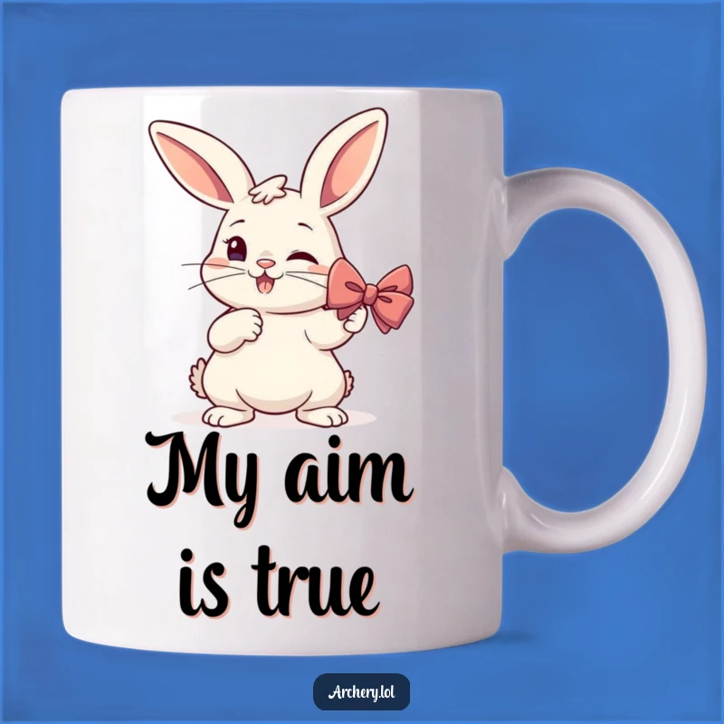 Funny Rabbit Archer Mug: Determined Bunny Aiming High for a Hilarious Gift