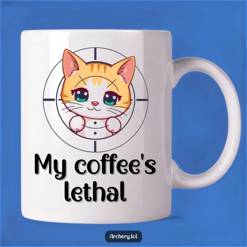 Funny Cat Archer Mug: A Curious Shot for a Purrfect Gift!
