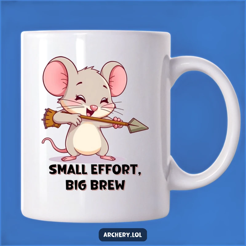 Funny Brave Mouse Archer Mug - Exaggerated Effort Gift