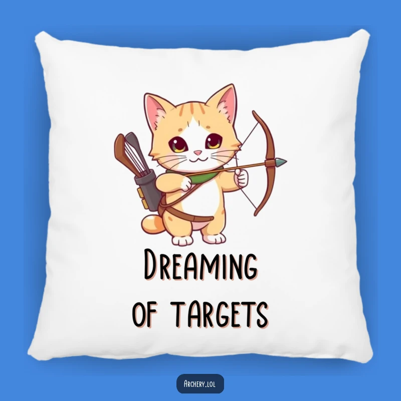 Funny Cat Archer Pillow: Cozy Curious Cat Cushion, Cute Gift