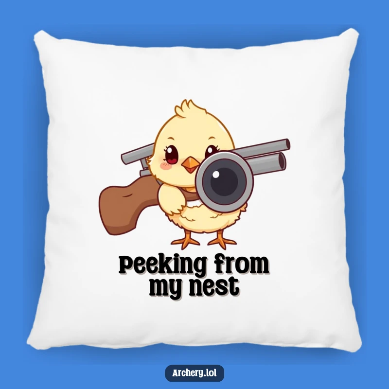 Funny Chick Archer Pillow: Cozy Curiosity, Hilarious Accent for Bird Lovers