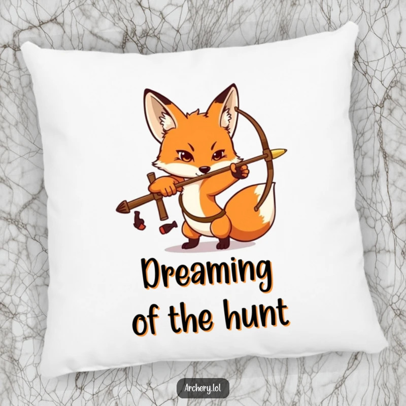 Funny Fox Archer Pillow: A determined fox strikes an archery pose, adding focused humor to soft decor.