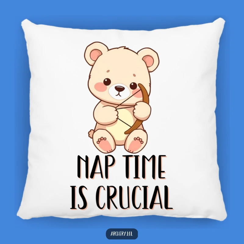 Funny Bear Cub Archer Pillow: Focused Comfort, Adorable Funny Gift