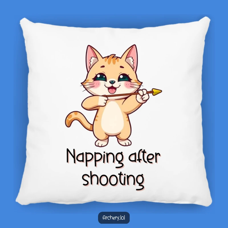 Soft Funny Cat Archer Pillow: Playful Kitty Arrow Cushion, Comfy and Humorous Gift Accent