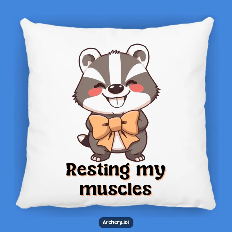 Funny Badger Archer Pillow: Cozy Strong Badger Cushion, Cute Gift