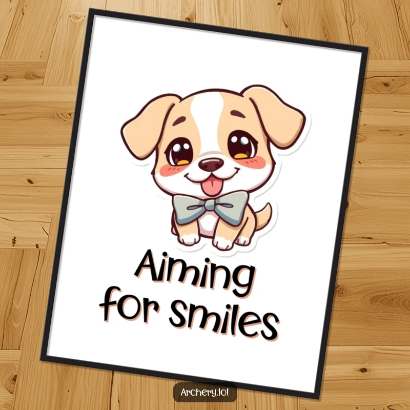 Funny Dog Archer Digital Art: A cheerful dog with its tongue out, aiming a bow, capturing a moment of playful mischief.