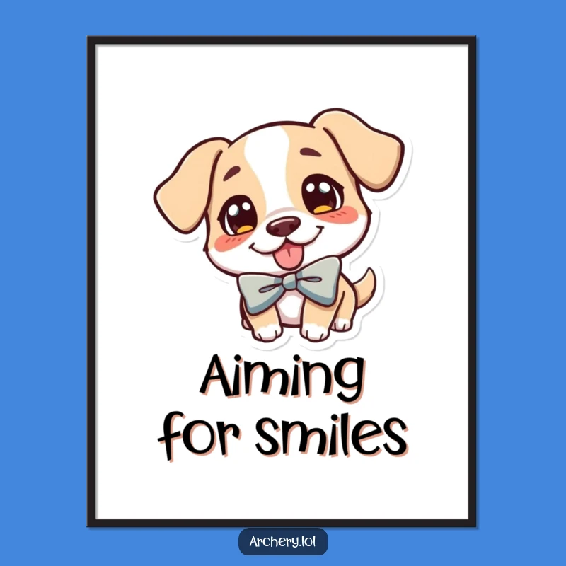 Funny Dog Archer Digital Art: Cheerful Pup Tongue Out, Instant Humorous Download