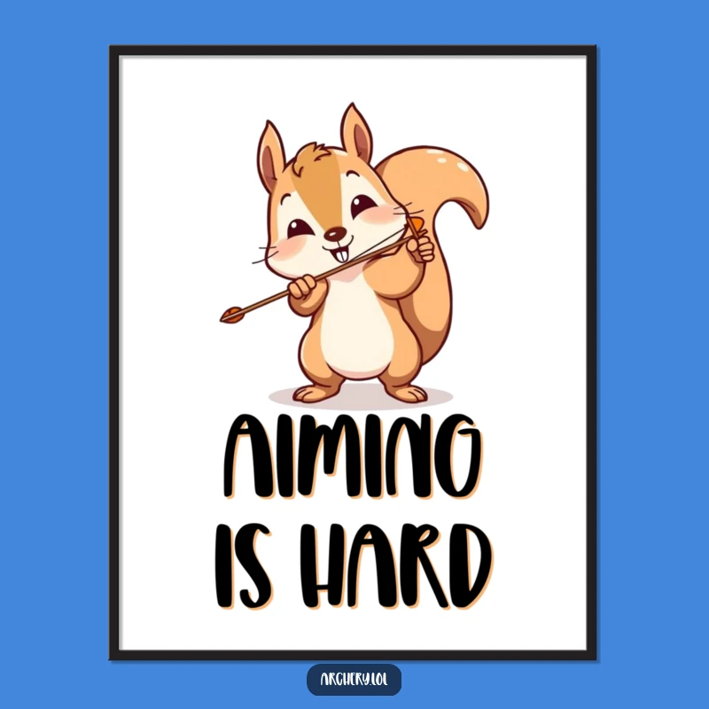 Funny Squirrel Archer Digital Print: Comical Art, Instant Funny Gift Download