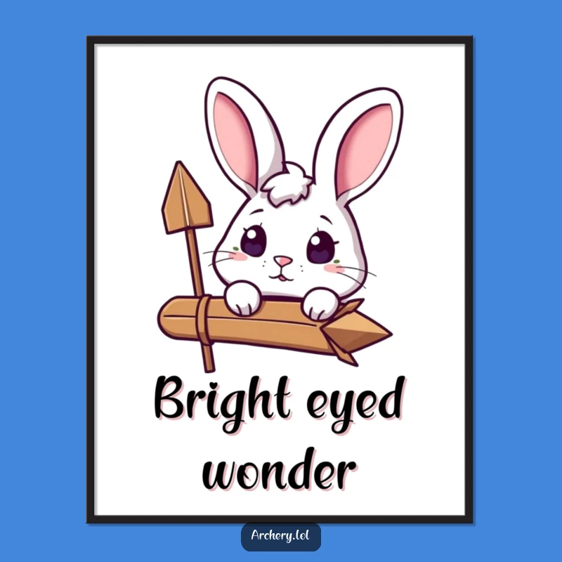 Funny Curious Rabbit Digital Art: Excited Archer, Instant Humorous Download
