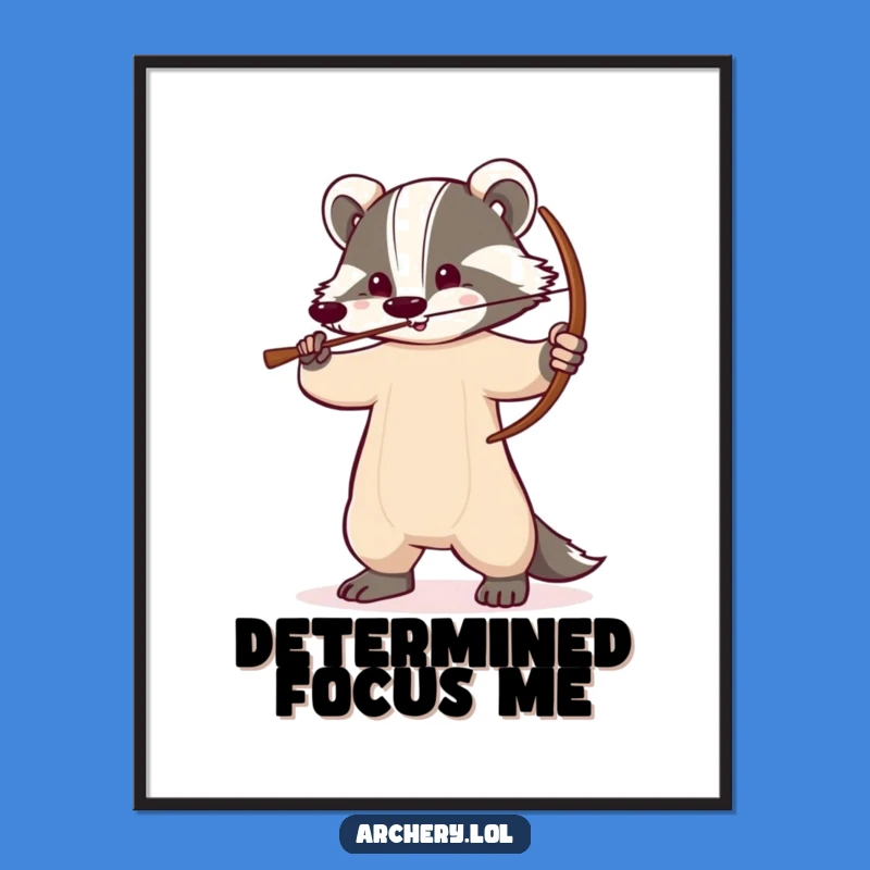 Determined Badger Bowman Print: Funny Woodland Art, Instant Download Gift