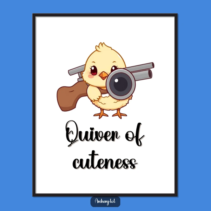 Funny Chick Archer Digital Art: Curious Peek Captured, Hilarious Instant Download Decor