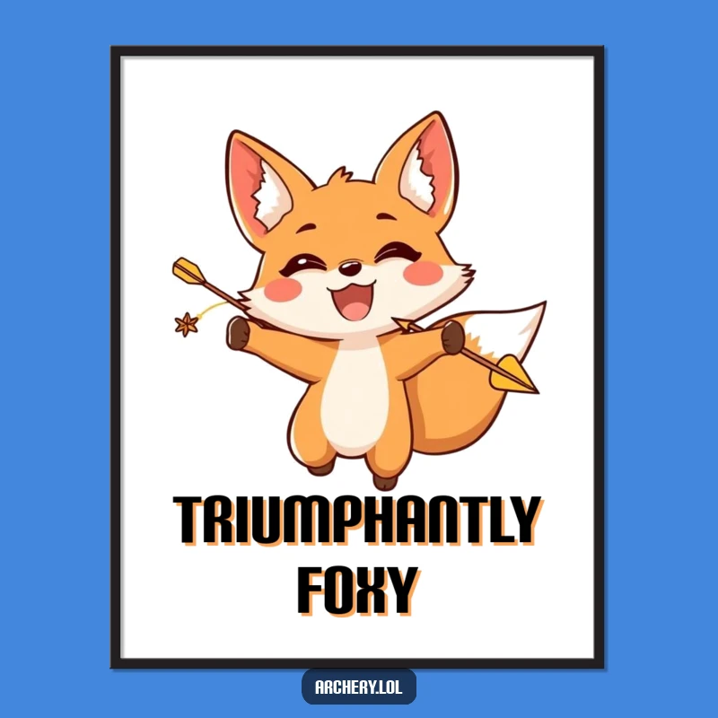 Funny Fox Archer Digital Print: Triumphant Art, Instant Funny Gift Download