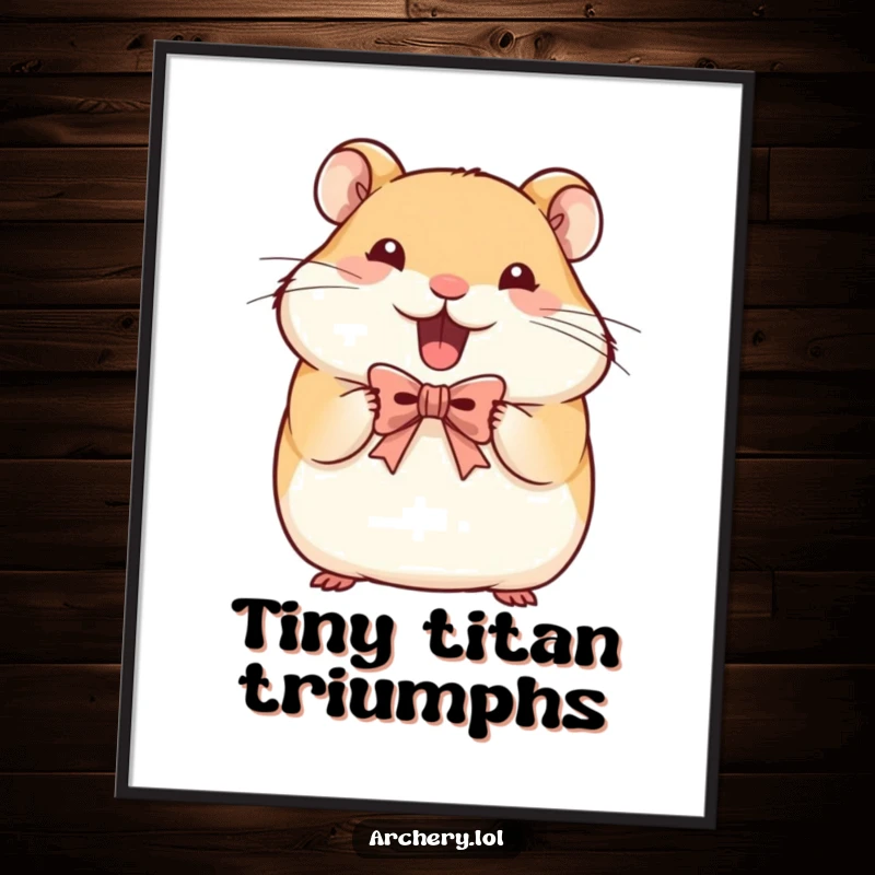 Funny Hamster Archer Digital Art: A determined hamster holds a tiny bow, embodying focus and strength in a humorous design.