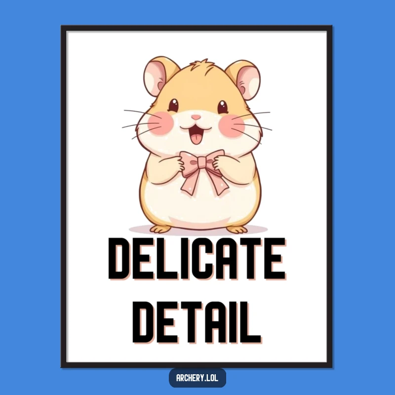 Funny Hamster Bow Drawing Digital Art: Beaming Artist's Tiny Creation