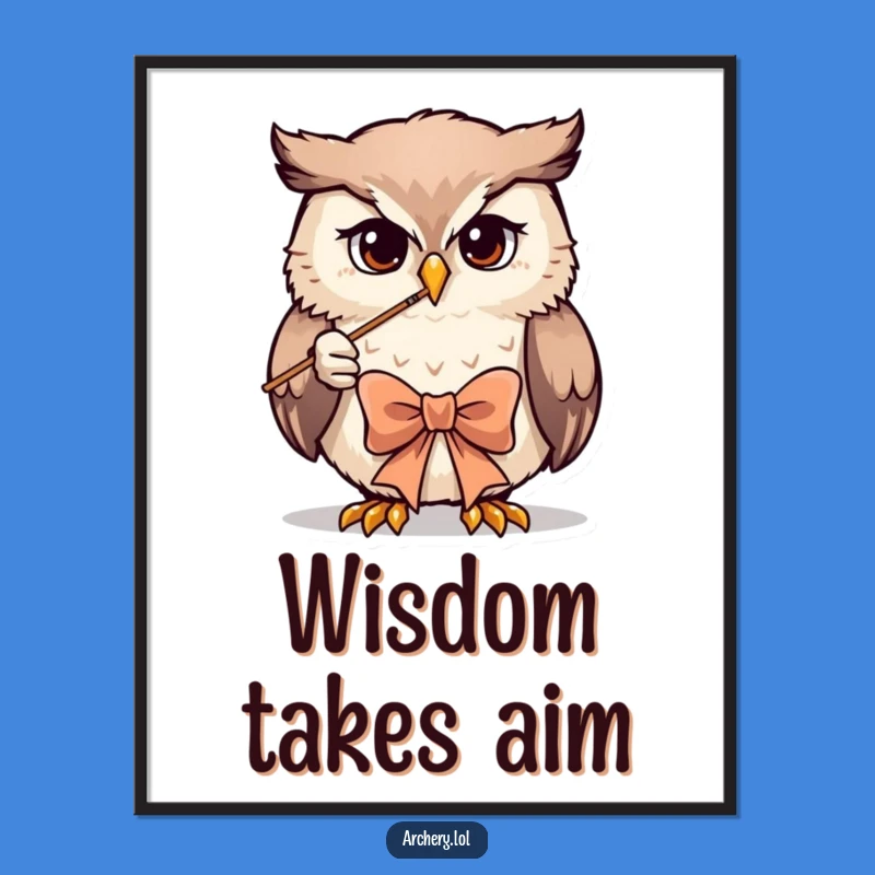 Funny Owl Archer Digital Print: Focused Art, Instant Funny Gift Download