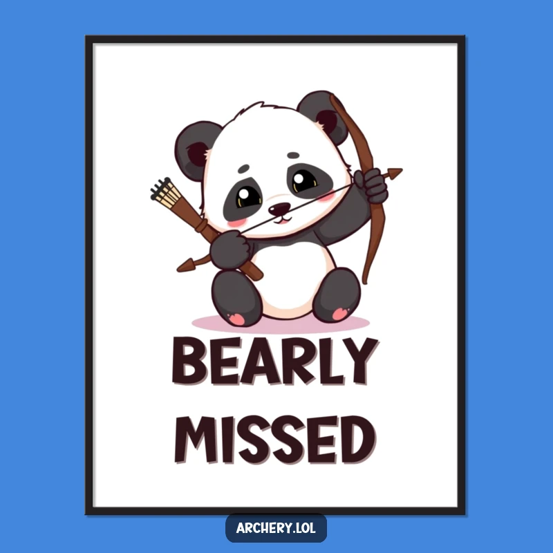 Funny Panda Archer Digital Print: Focused Art, Determined Decor Gift
