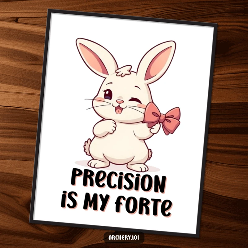 Funny Rabbit Archer Digital Art: A determined rabbit prepares to shoot an arrow, offering humorous wall art.