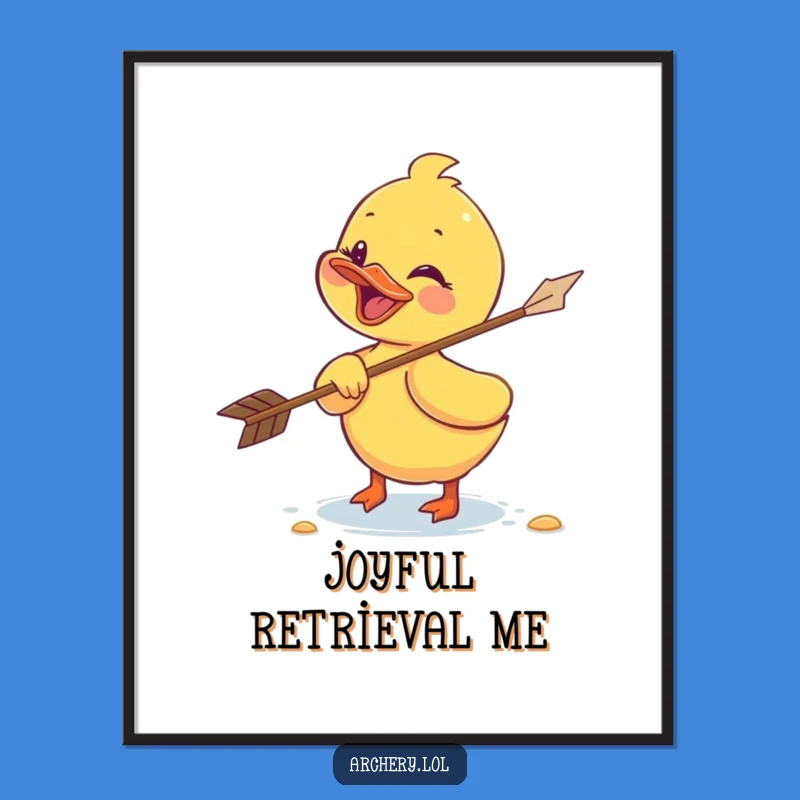 Giggling Duckling Archer Print: Funny Bird Art, Instant Download Gift