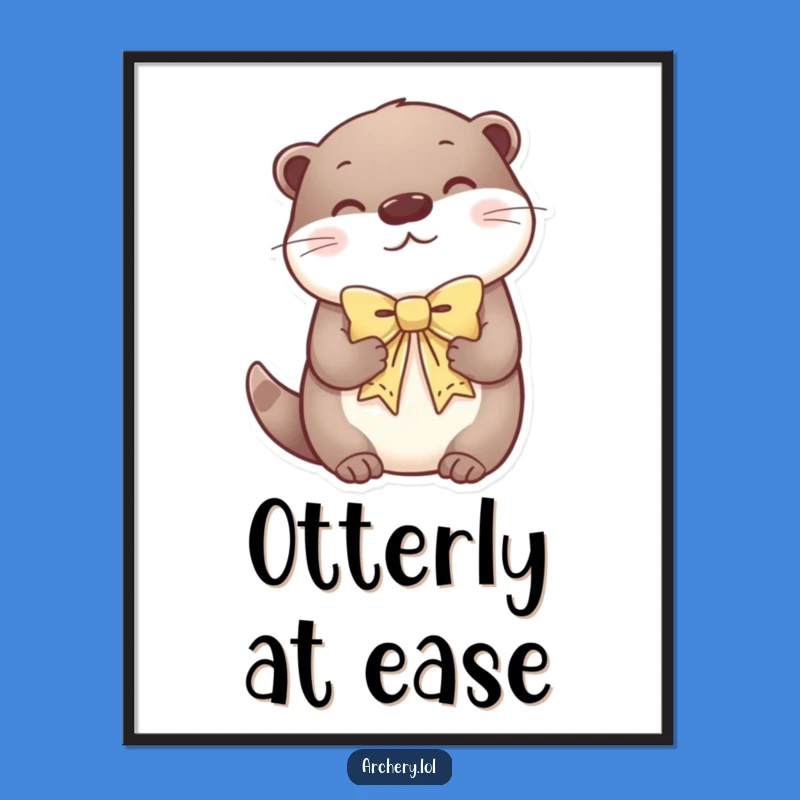 Funny Otter Serenity Digital Art: Content Otter's Peaceful Bow