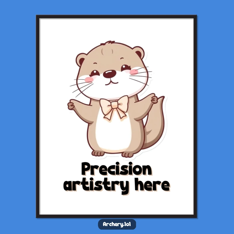 Playful Otter Bow Master Print: Funny Animal Art, Instant Download Gift
