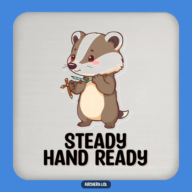 Funny Brave Badger Coaster Alert Bow Protects Surfaces Gift