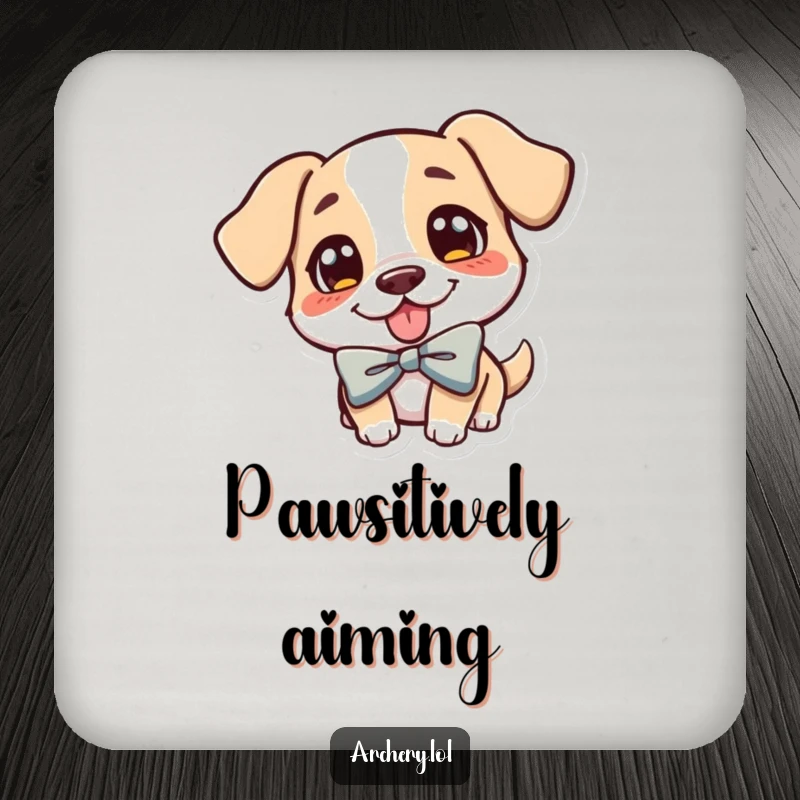 Funny Dog Archer Coaster: A cheerful dog, tongue out, aiming a bow, providing a humorous touch to any drink setup.
