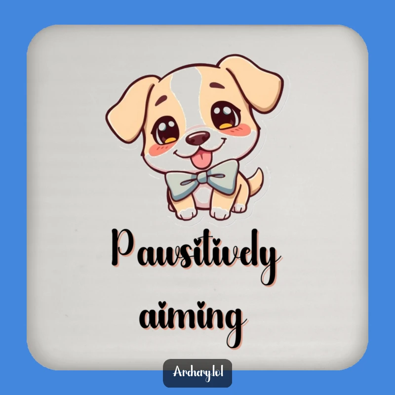Funny Dog Archer Coaster: Cheerful Pup Tongue Out, Protect Surfaces with Humor