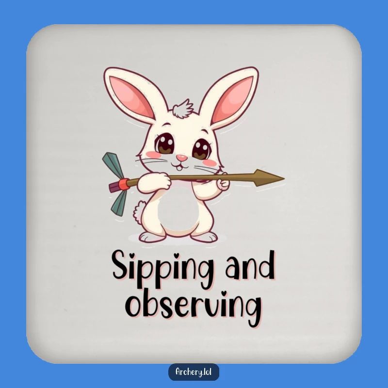 Funny Timid Rabbit Coaster - Curious Archer Drink Protector Gift