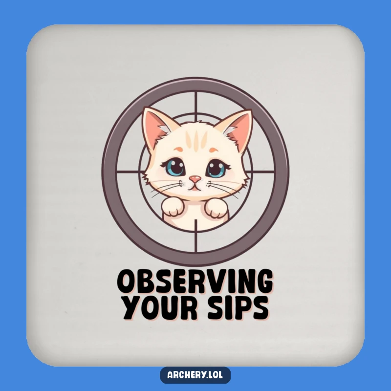 Funny Cat Target Coasters: Protect Tables with Curious Humor, Gift Set
