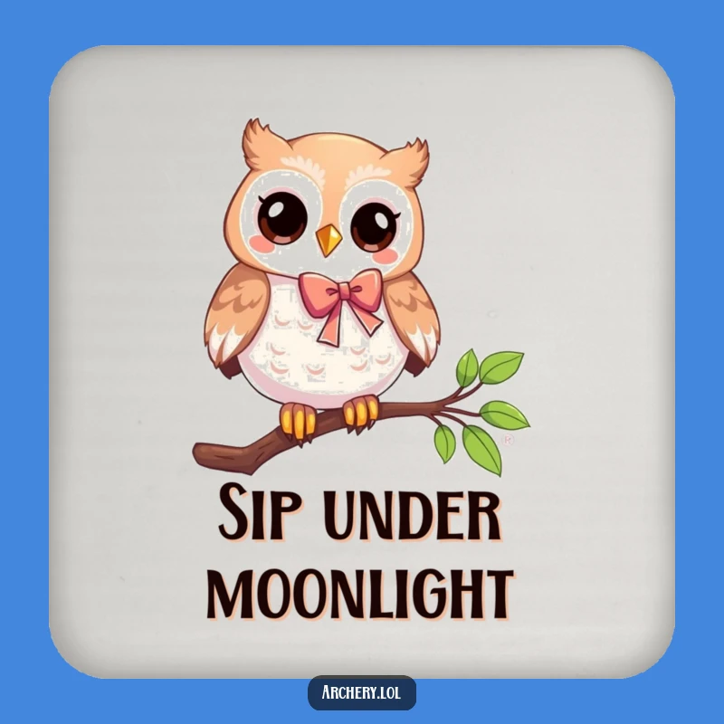 Funny Owl Archer Drink Coaster: Protect Surfaces with Wise Aim, Hilarious Bird Lover Accessory