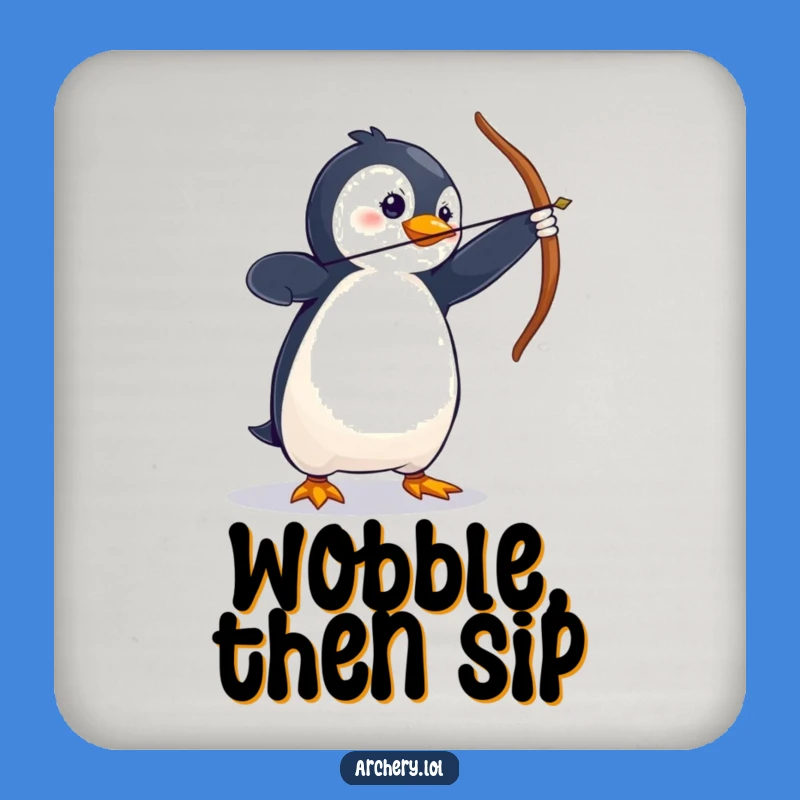 Funny Penguin Archer Drink Coasters - Protect Tables with Puns!